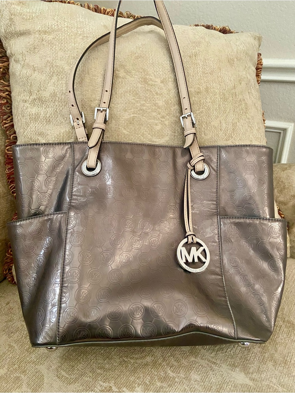 Michael Kors Taupe Beige Tote with Logo Lining